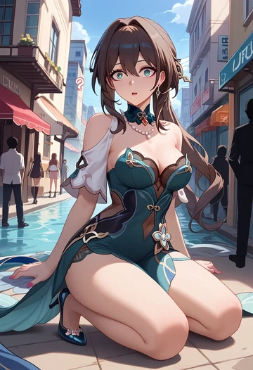 star rail,ruan mei,gown,strapless,mermaid silhouette  - AI generated anime art